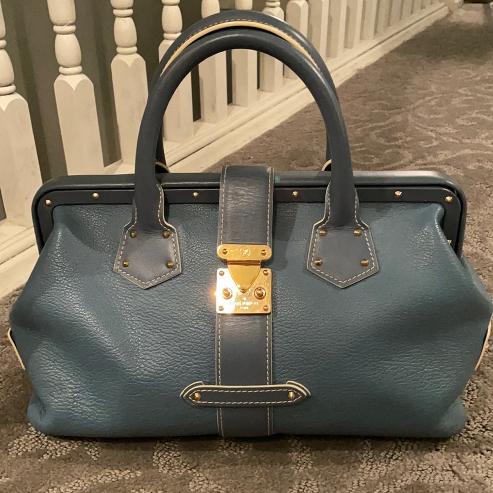 LOUIS VUITTON Suhali L'ingenieux Pm Studded Goat Leather Satchel blue